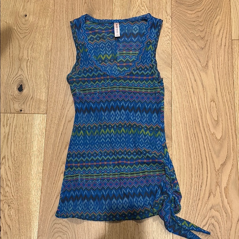 Sweet Pea Blue Patterned Sleeveless Top
